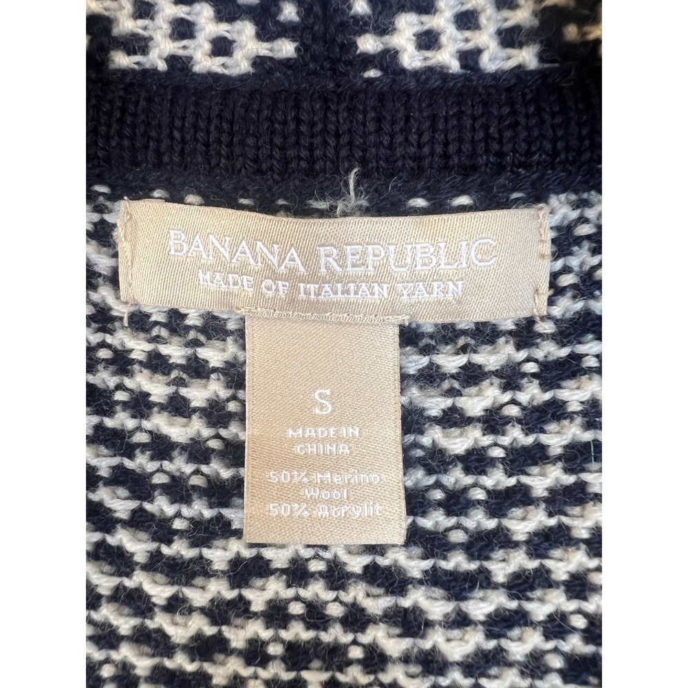 Banana Republic Knit Cardigan Sweater Open Front Zigzag Pattern Womens - Picture 4 of 5